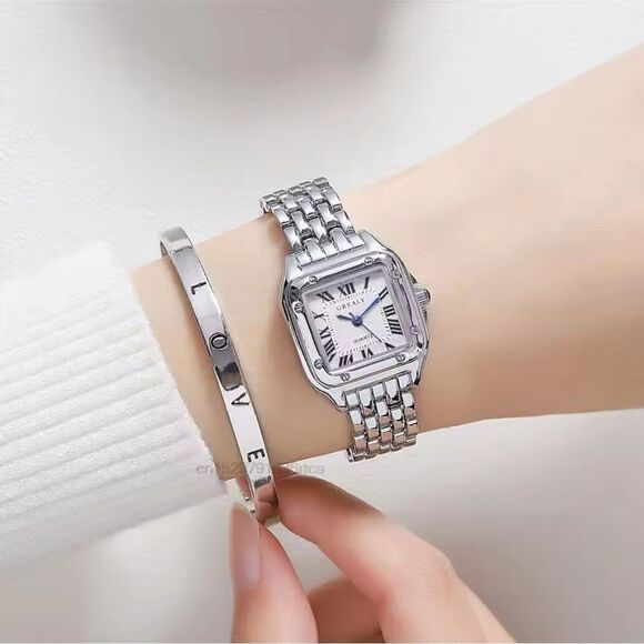 Accessories - Panthere classic  Silver Watch & LOVE Bracelet Set - Timeless Style